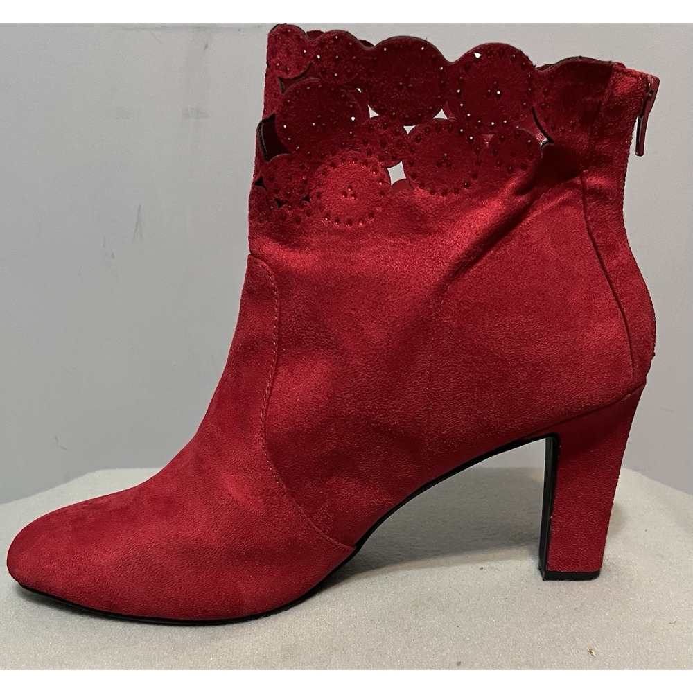 IMPO TARRID Women's Scarlett Red Faux Suede Ankle Boots, Size 11M - Picture 6 of 11